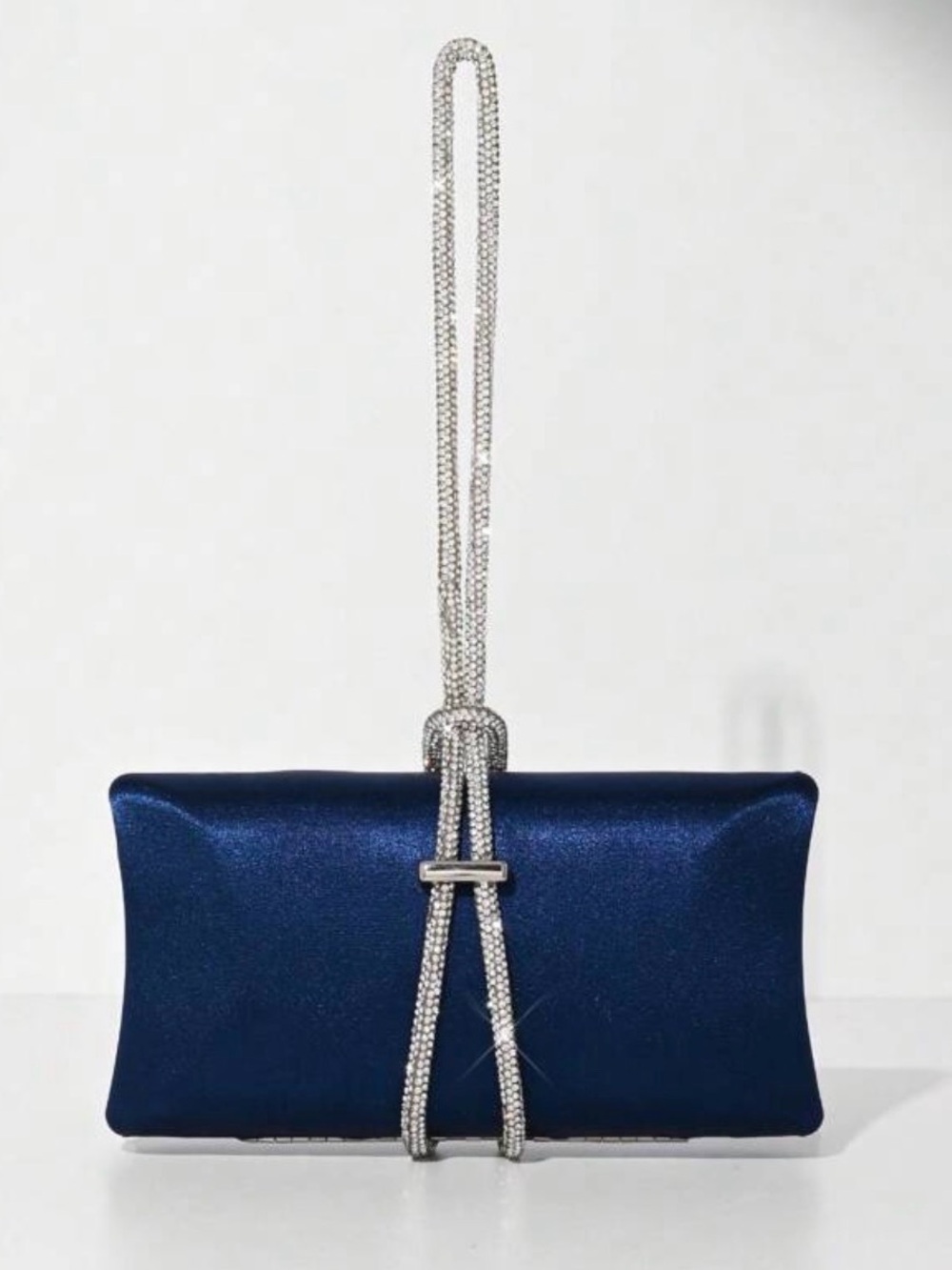 Blue Evening Clutch with Crystal Strap